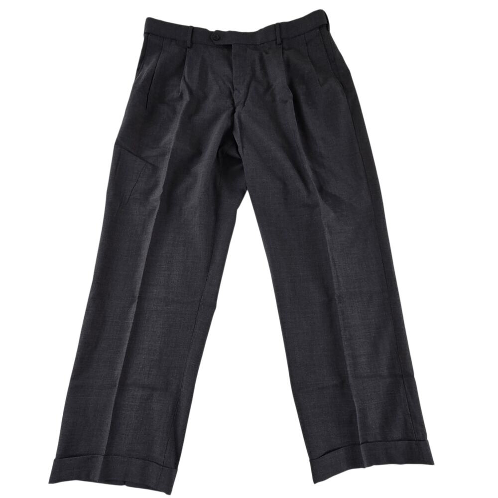 Lands' End Year Rounder Comfort Waist Wool Dress Pants Size 38 Dark Gray NEW